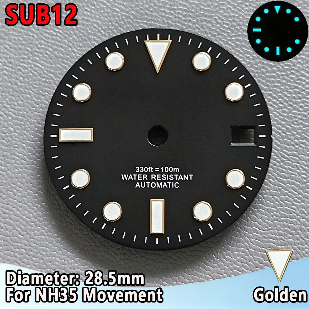 28.5mm NH35 Watch Dial Luminous Dials Single Calendar Dial Suitable For NH35 Movement Can Support DIY Dial Customization Logo