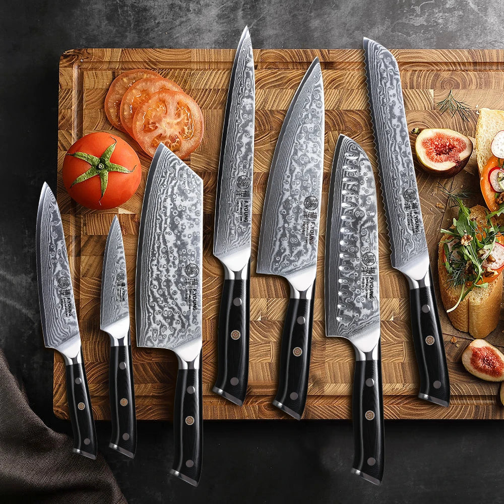 F.YOUNG Professional Kitchen Knives Damascus Steel Japanese Chef Knife Slicer Sashimi Utility Fruit Cooking Kitchenware Utensils