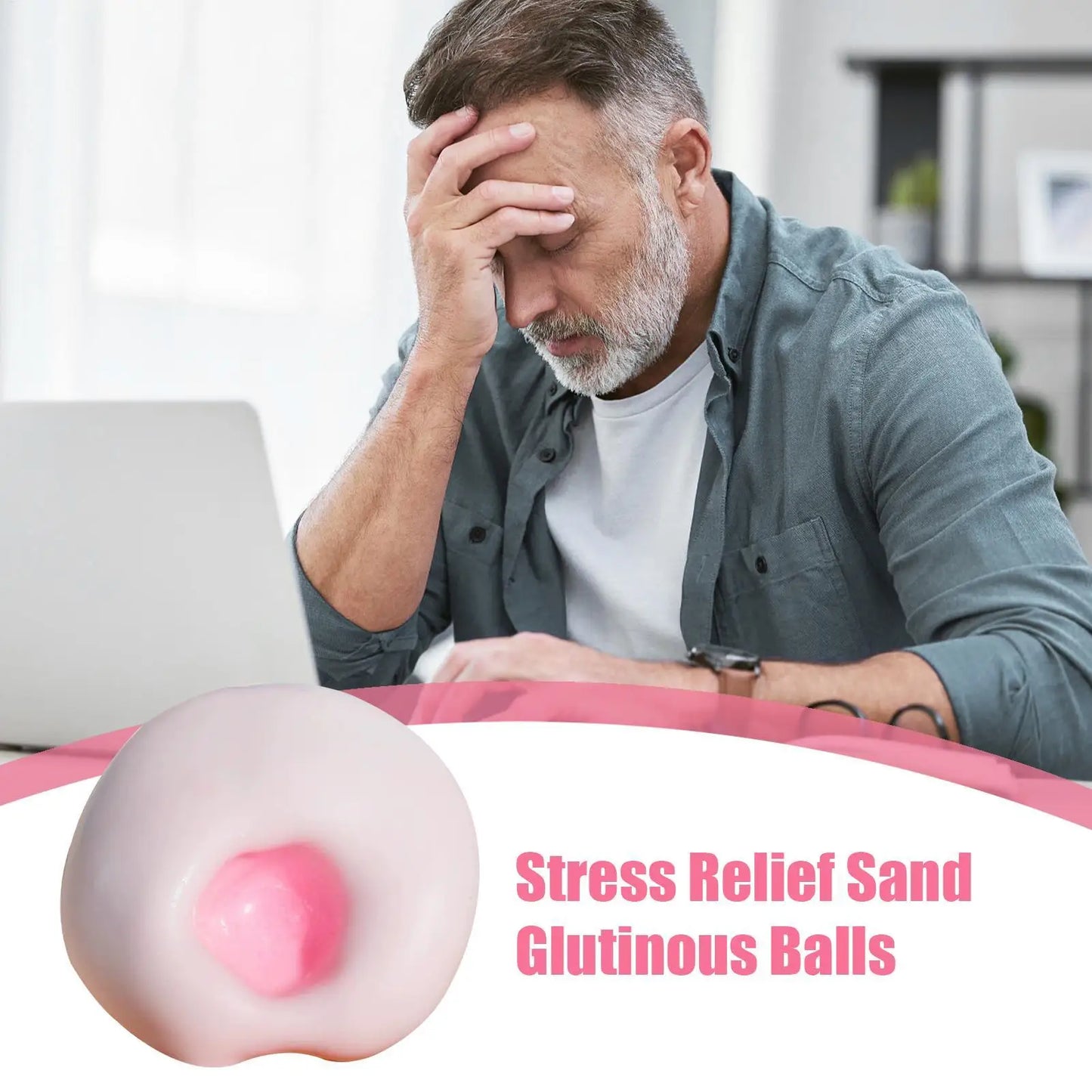 Stress Relief Sand Glutinous Balls-6PCS Squeeze Ball Toy Adults Portable Shapeable Sensory Fidget funToys for Anxiety Focus