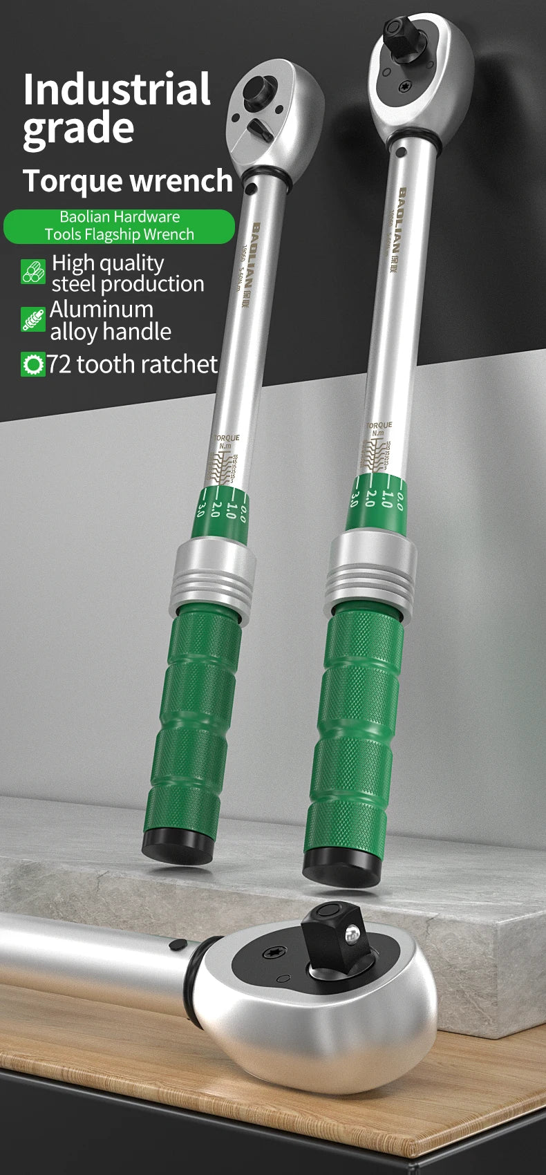 2.5-30N.m 10-120N.m 50-350N.m Torque Wrench 1/4 3/8 1/2 inch square head torque key ±3% High Accuracy Torque Wrench Professional
