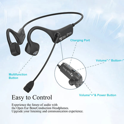 Open Ear Bone Conduction Headphones with dual microphone Wireless Bluetooth Headphone with Mic Headset for work/business/Cycling