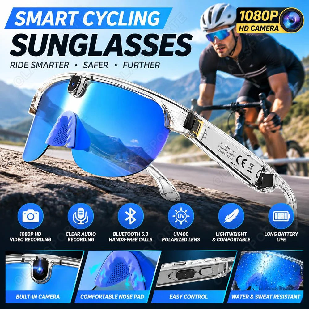 4K Polarized AI Smart Cycling Glasses Men 800W Camera Video Recording Translation Sunglasses BT Call Music Sports Glasses Q01