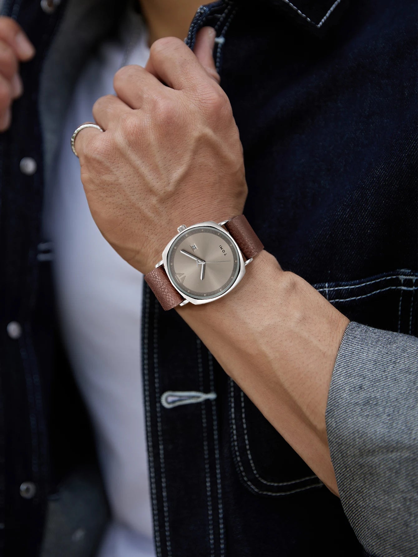 TOMI 3PCS Simple Business Men Watch Wallet Gift Box Set High Quality Classic Versatile Men Quartz Watch Clock Gifts Reloj