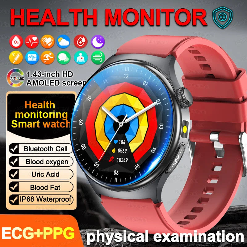 2026Nowość Zdrowie Sport EKG AI Diagnostyka Inteligentne Zegarki Męskie Tętno Ciśnienie Krwi IP68 Wodoodporne Smartwatche Dla Mężczyzn Kobiet
