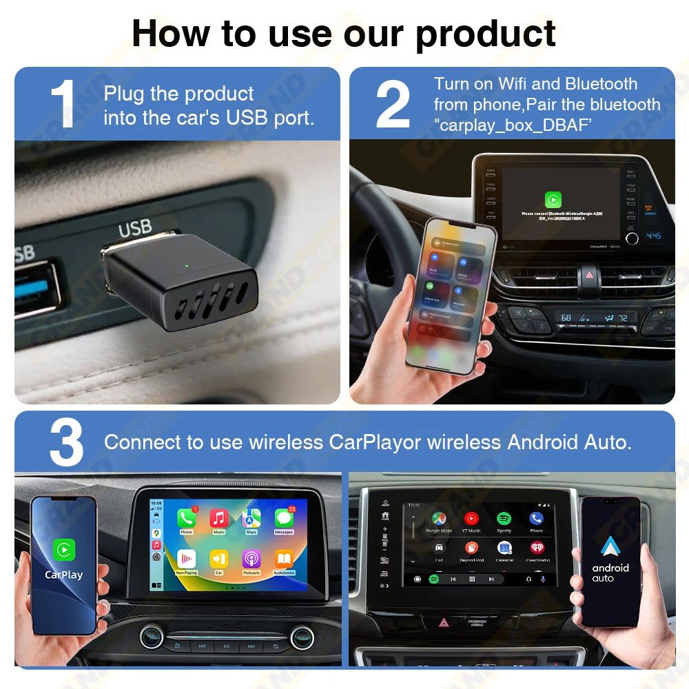 2IN1 Mini NEW Wireless CarPlay Android Auto Adapter Wired to Wireless Car Ai Box For Audi Toyota VW Peugeot MG Ford USB Dongle