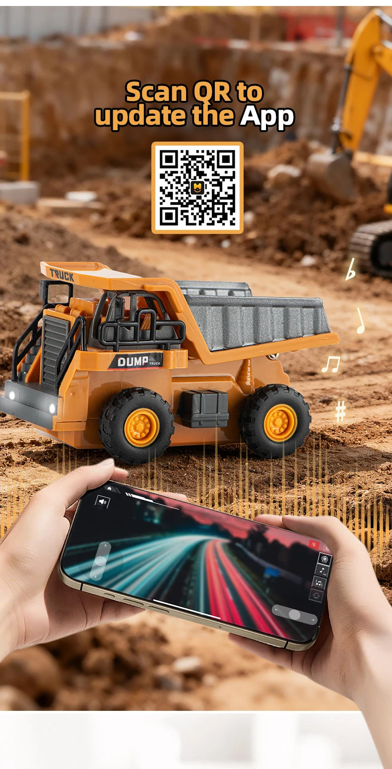 2026New Full-Scale Mini Excavator Tipper Truck 1:64 Remote Control Engineering Vehicle Mini Forklift Birthday Gift Toy RC Trucks
