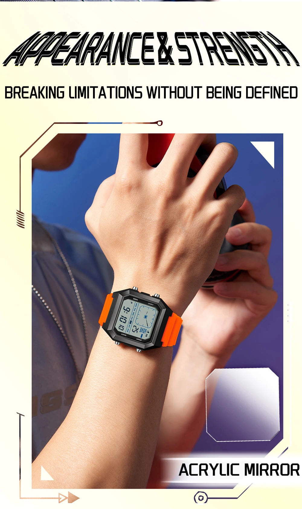 SANDA 6307 Casual Men's LED Electronic Watch Waterproof Sports Alarm Clock Multi functional Student Fashion Electronic Watch