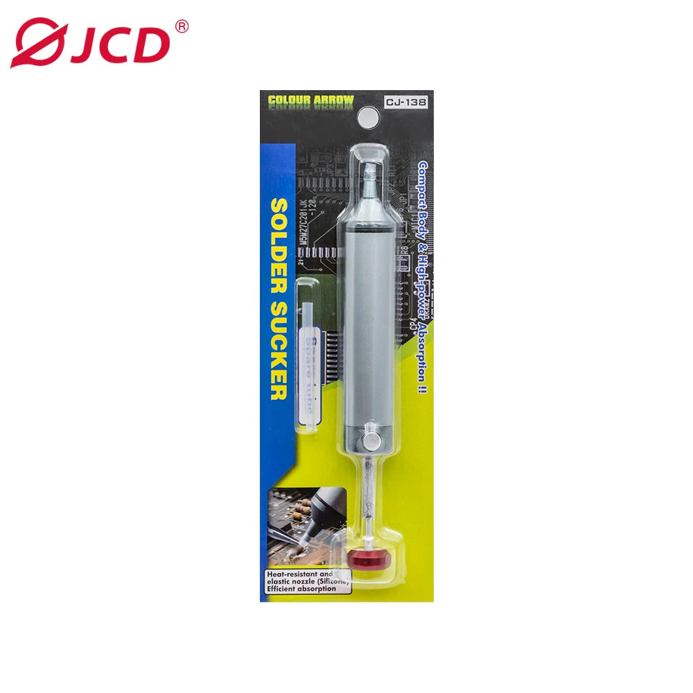 JCD New Aluminum Powerful Desoldering Pump Suction Tin Gun Soldering Sucker Pen Removal Vacuum Solder Iron Welding Repair Tool