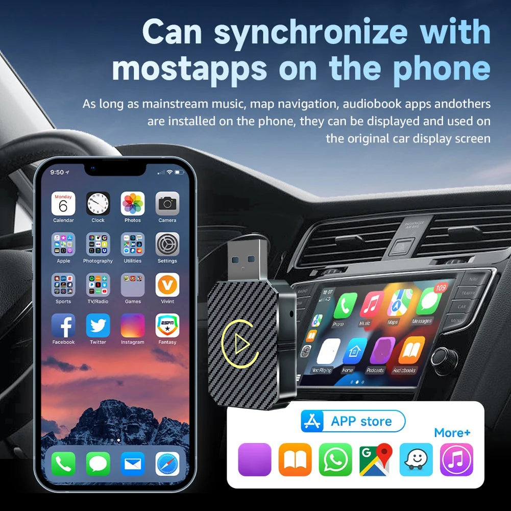Wireless Carplay Android Auto Adapter Plug&Play CarPlay AI Box BT Wireless Dongle for OEM Wired CarPlay/Andriod Auto Cars TV Box