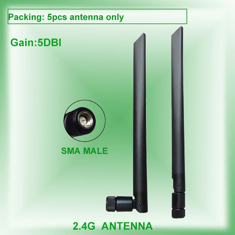 Eoth 5pcs 2.4GHZ rubber antenne Gain 5dbi SMA male px4 to SMA female extension cable for zigbee router meshtastic network largo