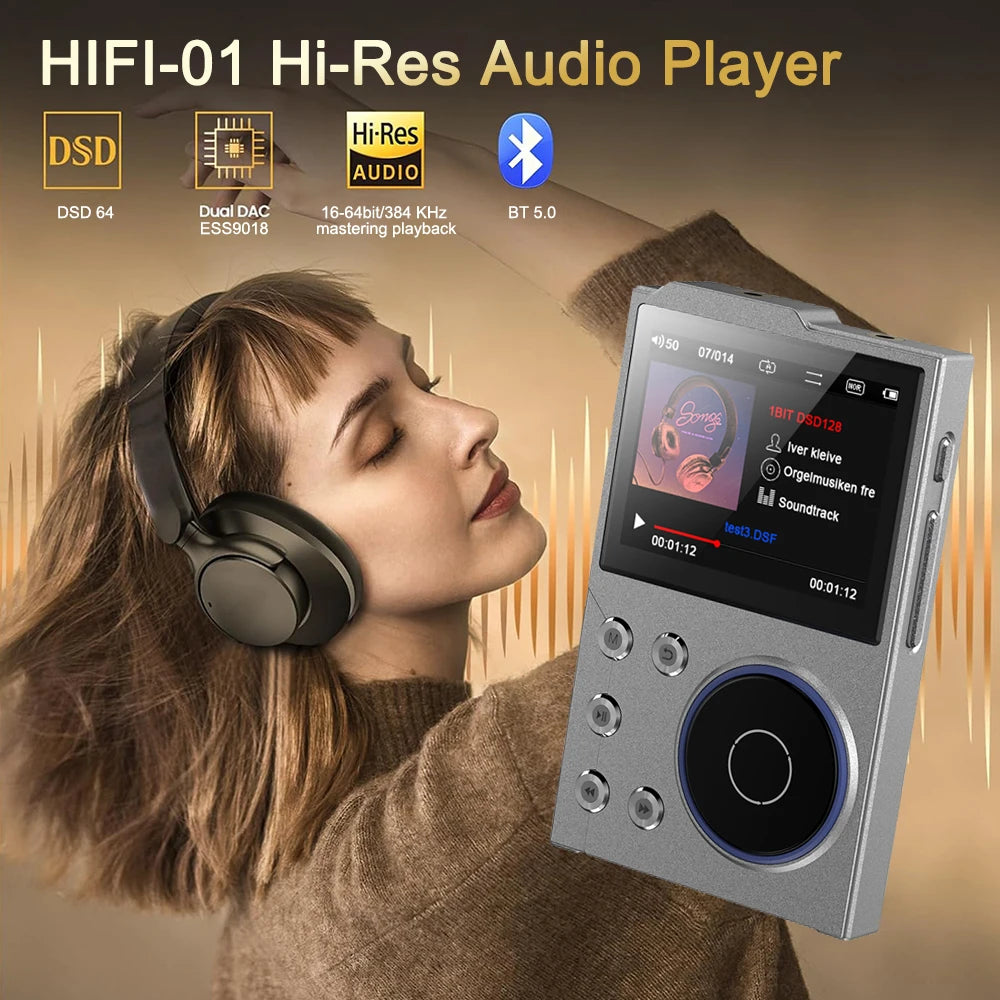 Hi-Fi Digital Audio MP3 Player Lossless DSD High Definition Portable MP3 Music Player Built-in 16GB Walkman Supports 20 Language