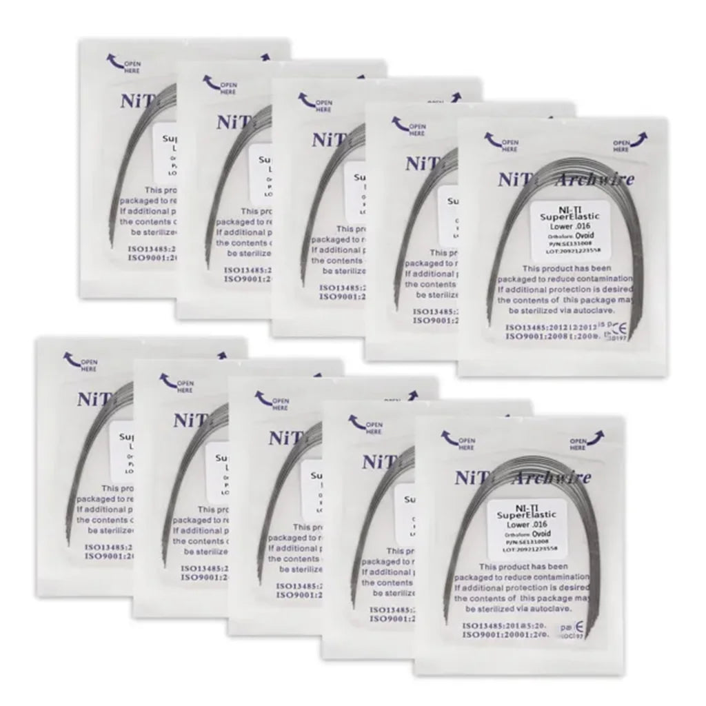 100Pcs/10Packs Dental Orthodontic Ovoid Form Archwires Niti Super Elastic Round Rectangular Wire 012/014/016/018/16X16/16X22