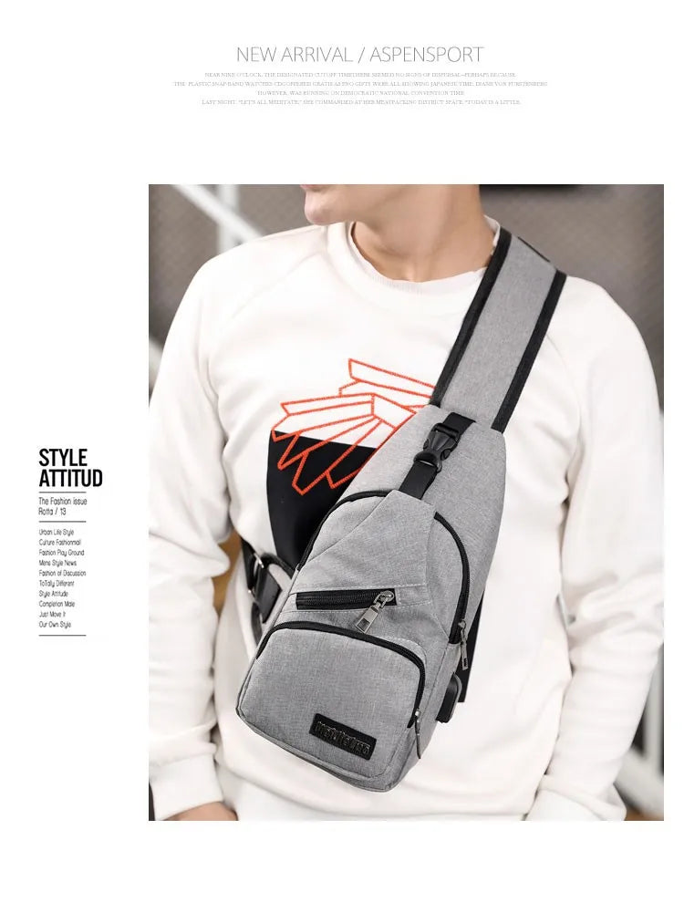Chest Bag Men's One Shoulder Crossbody Bag Large Capacity Outdoor Sports Leisure Fashion Small Shoulder Bag Backpack Men's