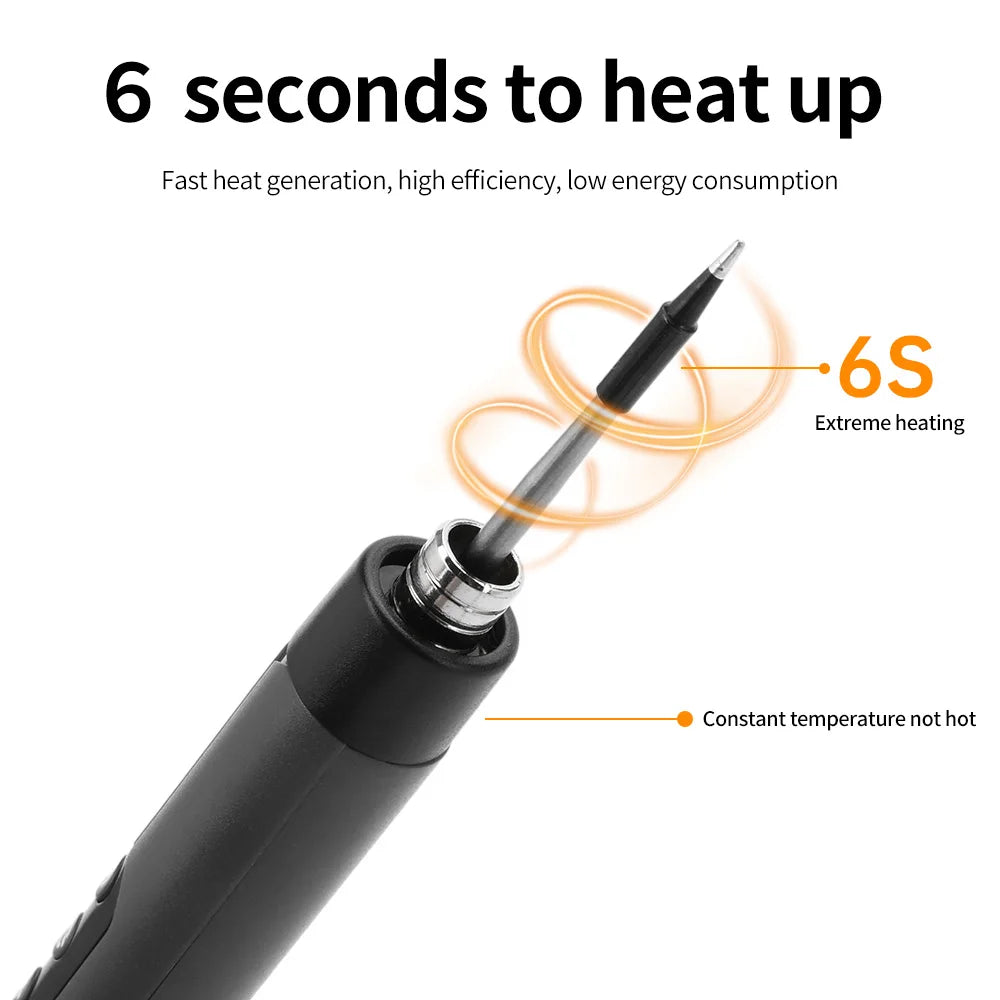 Wireless USB Soldering Iron Kit Replaceable C200S Tip 5-Gear 260-420℃ Auto Sleep Mode 1000mAh Type-C Rechargeable Welding Tool