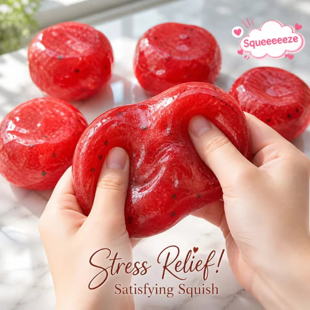 Handmade Watermelon Slushy Squishy Toy Soft Slow Rebound Stress Relief ADHD Squeeze Toy Realistic Fruit  Model Adult Gift