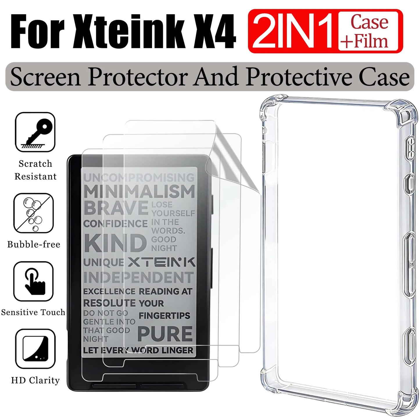 Anti-Falling Case And Anti-fingerprint Cover Film For XTEINK X4 Accessories Protective Case+HD Screen Protector For XTEINK X4