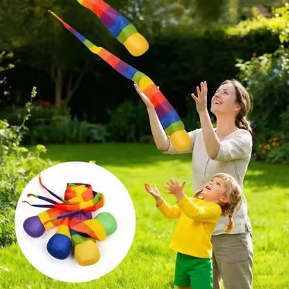 Interactive Rainbow Windproof Sandbag Safe Catch Tail Soft Ball Children Parent Outdoor Sports Meteor Ball Sensory Training Toy