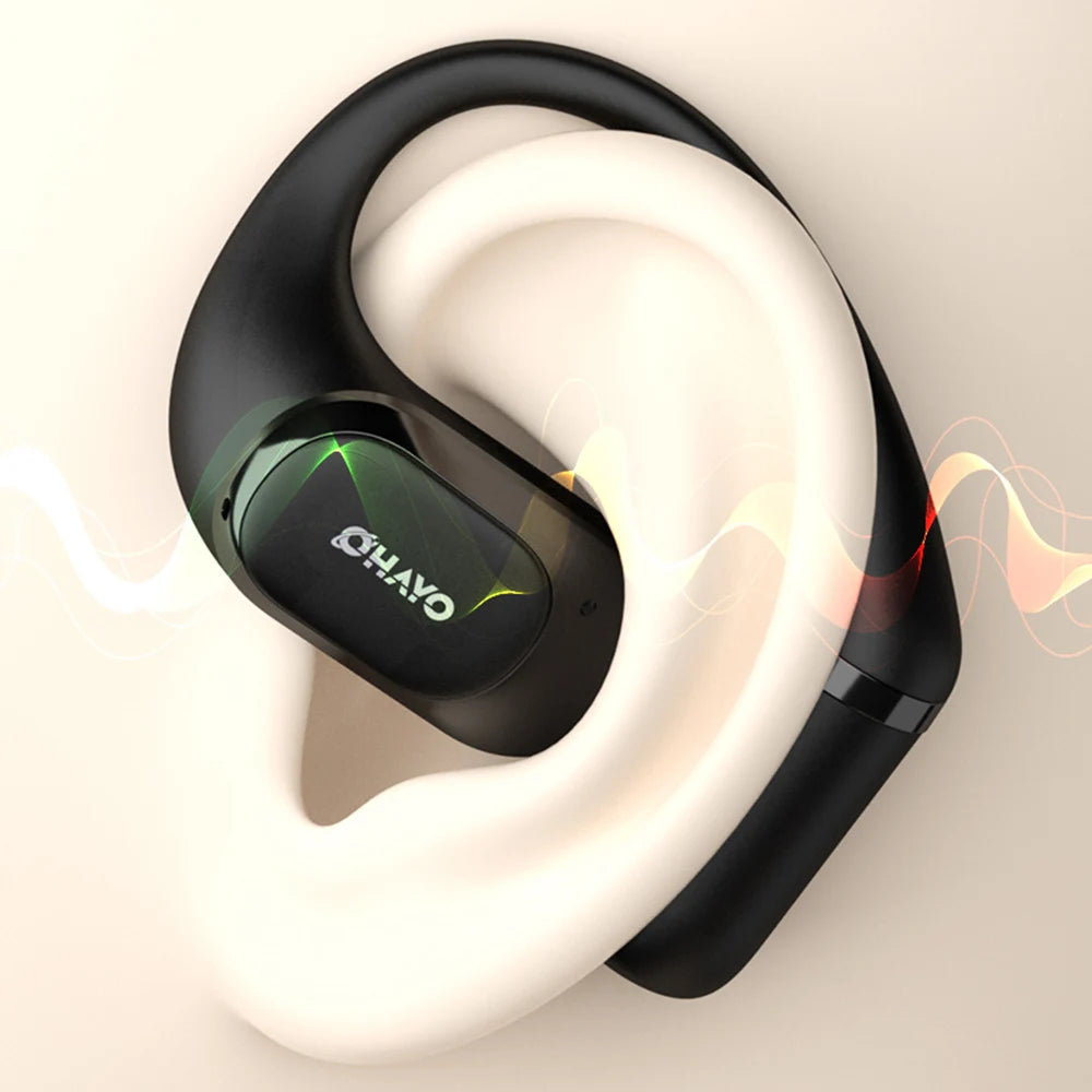 Ohayo Open-Ear Earphones Ear Hooks Wireless Bluetooth 5.4 Headphones IPX6 Waterproof Air conduction Sports Earbuds TWS with Mic