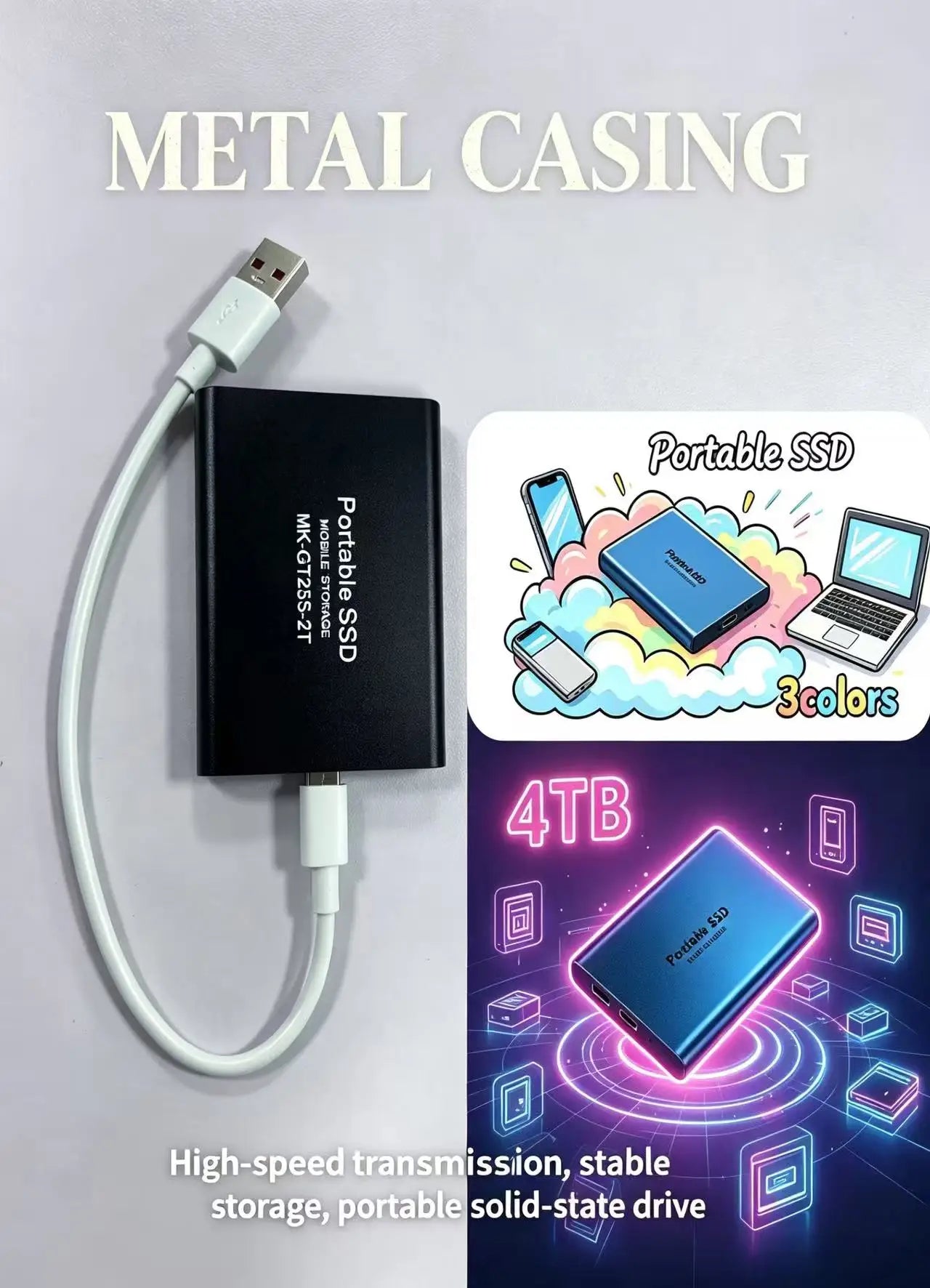 Przenośny dysk SSD (1TB), szybki zewnętrzny dysk twardy (2TB/4TB), dysk twardy USB 3.2, dysk półprzewodnikowy o dużej pojemności 16TB