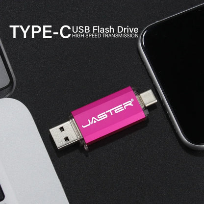TYPE-C USB Flash Drive 128GB OTG Pen Drive 64GB Creative Business Gifts Memory Stick 32GB Golden Pink Pendrive Blue Red U Disk