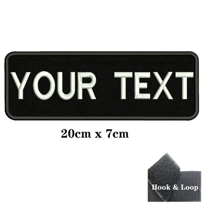 1PC Custom Name Patch Stripes Badge Iron On Or Hook Loop Black 8X2.5cm 8x5cm 10x2.5cm 10x4cm 12x2.5cm 15x5cm 20x7cm 25x8cm