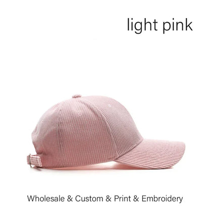 SLECKTON Custom Baseball Cap for Women and Men Fashion Design Brand LOGO Letter Embroidery Hats Corduroy Hats Unisex Wholesale