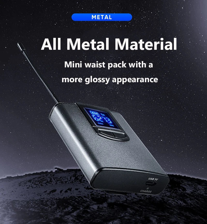 Portable Wireless Headset Microphone+Lavalier Mic System Teaching Speech Interview Vlog Live Recording for iPhone Android PC