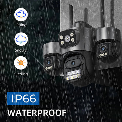 15MP ICSEE Protocol Security Camera 3-HD Screens Auto Tracking Color Night Vision 2-Way Audio Outdoor WiFi CCTV Cam