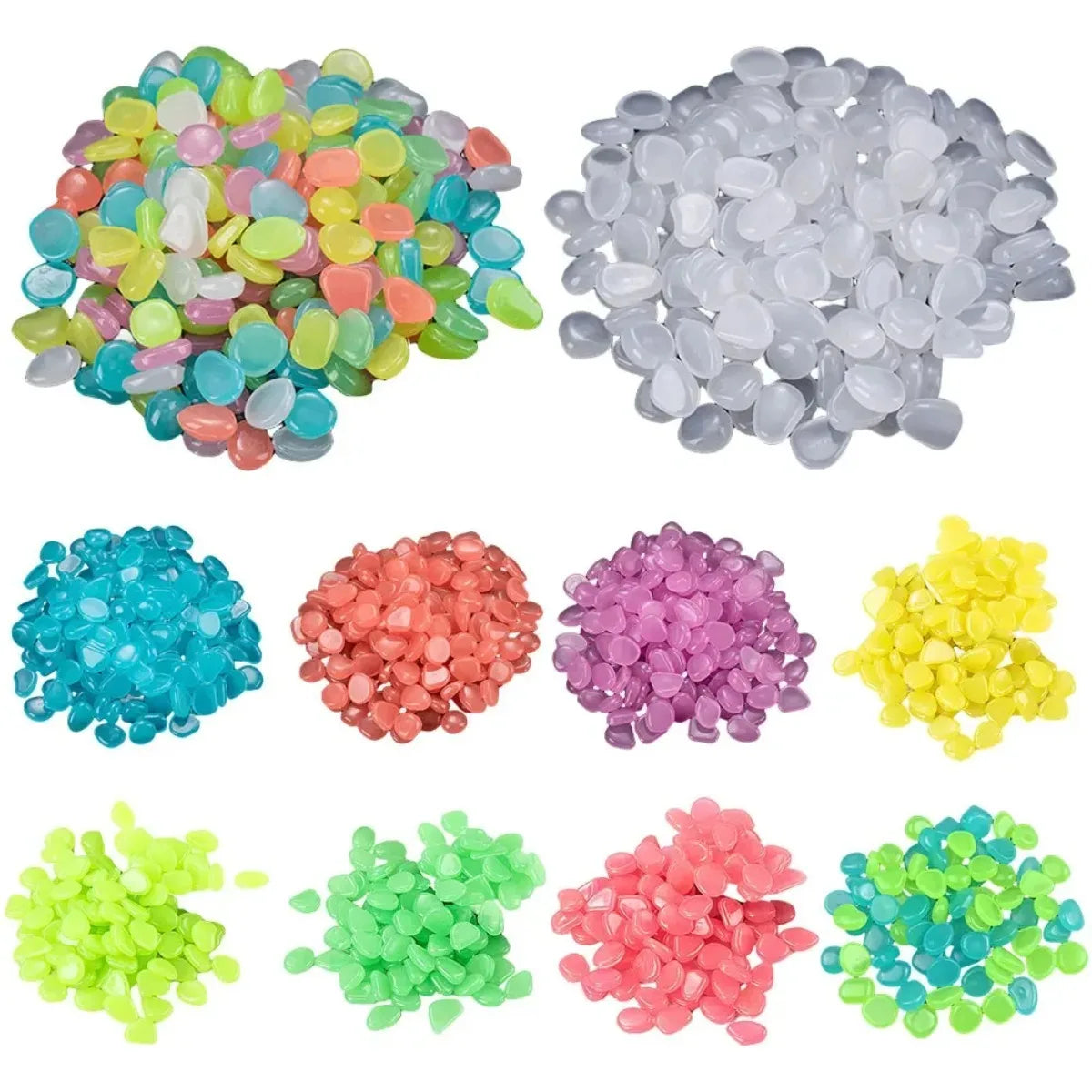 300Pcs the Garden of Light on the Dark Pebbles for Yard Rock and Manwalk Decoration Fairy Tale Garden DIY Decorative Luminous Stone