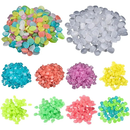 300Pcs the Garden of Light on the Dark Pebbles for Yard Rock and Manwalk Decoration Fairy Tale Garden DIY Decorative Luminous Stone