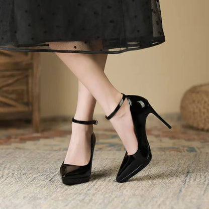 11cm Super High Stiletto Heels Pumps Women Shoes Spring/autumn Ankle Strap Pointed Toe Big Size Elegant Office Shoes