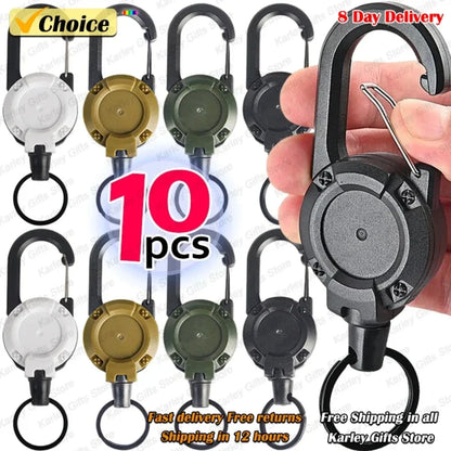 1Pcs Heavy Duty Retractable ID Badge Reels with Carabiner – Anti-Theft Keychain for Work, Hospital & Outdoor
