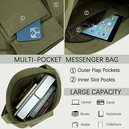 1Pc New style retro crossbody bag, single-shoulder bag, casual canvas bag, large capacity, artistic street photography bag