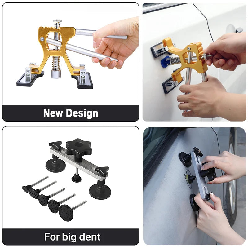 Car Dent Puller Kit Paintless Dent Golden Lifter Suction Cup Bridge Puller Dent Remove Tool Hail Damage Refrigerator Door Repair