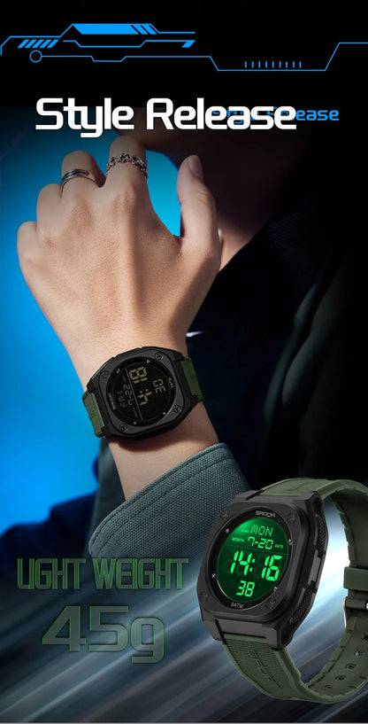 SANDA Digital Watch Multi-function Alarm Clock Luminous Waterproof Silicone Wristwatch Casual Students Electronic Watches