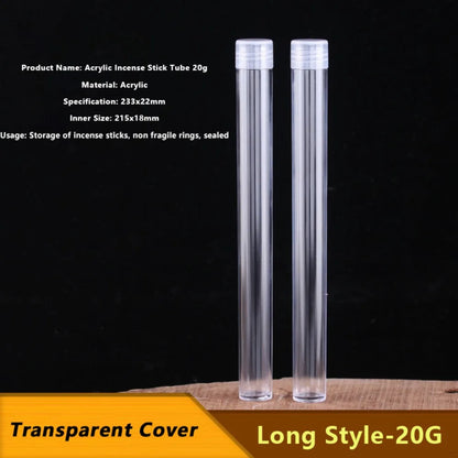 Portable Acrylic Incense Stick Tube Transparent with Detachable Airtight Lid Incense Holder Joss Stick Storage Tube
