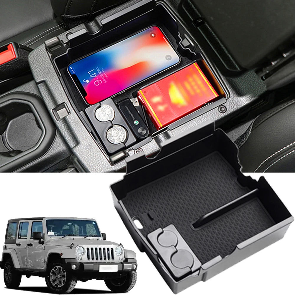 Car Central Console Armrest Storage Box Organizer Tray Stowing Tidying for Jeep Wrangler JL JT 2018-2023 Interior Accessories