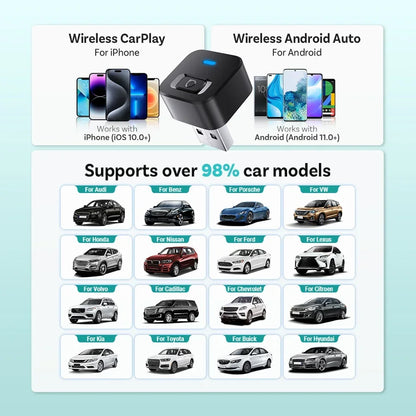 Ottocast Mini Dot 2in1 Wired To Wireless CarPlay Adapter Android Auto Dongle Smart AI Box Auto Connect Plug Play Car Accessories