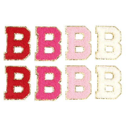 8pcs Sweet 26 Letters Towel Embroidery Patch Pink A-Z Self-adhesive Sticker Decoration For DIY Apparel Bag Crafts Accessories
