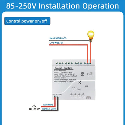 Tuya Zigbee 4 Gang Smart Switch with Temperature or Humidity Sensor Passive Dry Contact 32V 250V Switch Relay Alexa Compatible