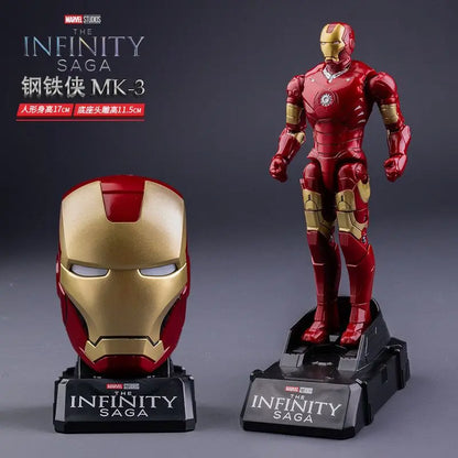 【Avengers】Iron Man MK85+Captain America+Spider-Man Figure Set, Helmet Mask, Marvel Hero Collection Model Toy Gift