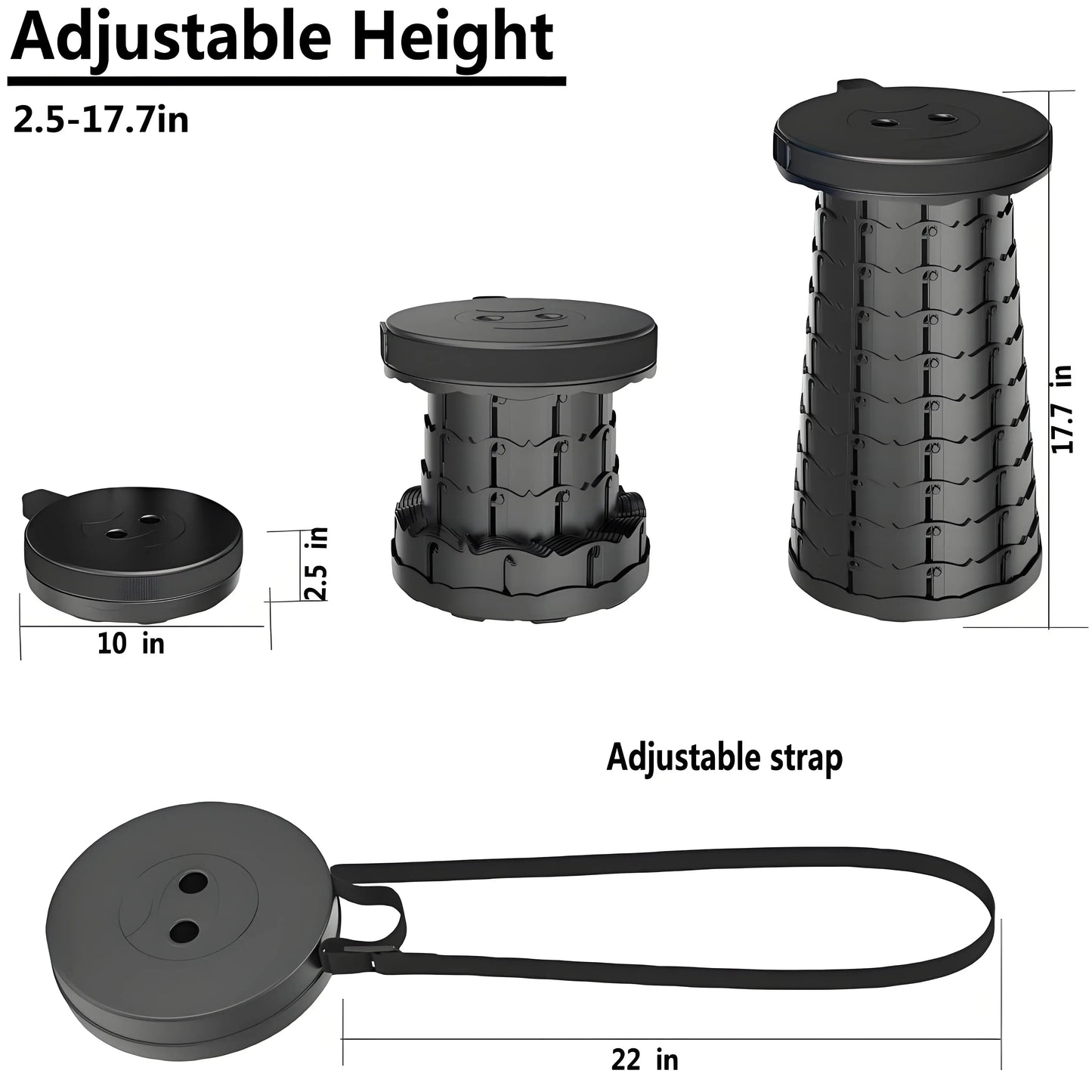 Portable Folding Stool Capacity Compact Camping Seat | Lightweight for Fishing Hiking Outdoor Events Subway Bus CommutingChaises