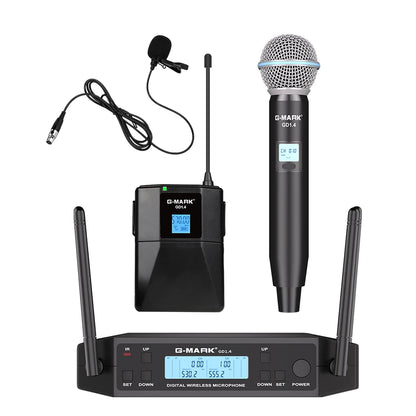 Wireless Lavalier Microphone G-MARK GD1.4 UHF Professional Headset Clip Mic Bodypack Frequency Adjustable 50M For Party Show