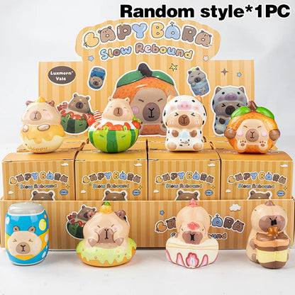 Funny Desktop Ornament Random Squishy Simulation Food Pizza Capybara Stress Ball Accessories Anti-stress Fidget Desk Decoration
