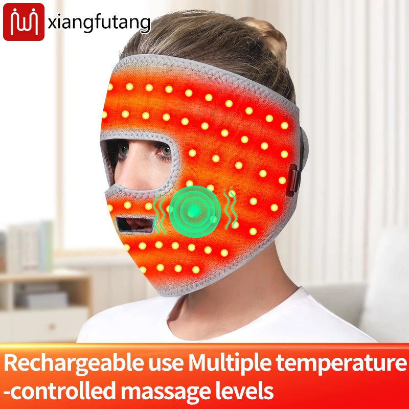 Electric Heated Facial Mask Red Light Facial Massager Relieves Facial Muscle Relaxation Hot Compress Anti-fatigue