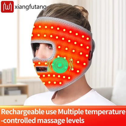 Electric Heated Facial Mask Red Light Facial Massager Relieves Facial Muscle Relaxation Hot Compress Anti-fatigue