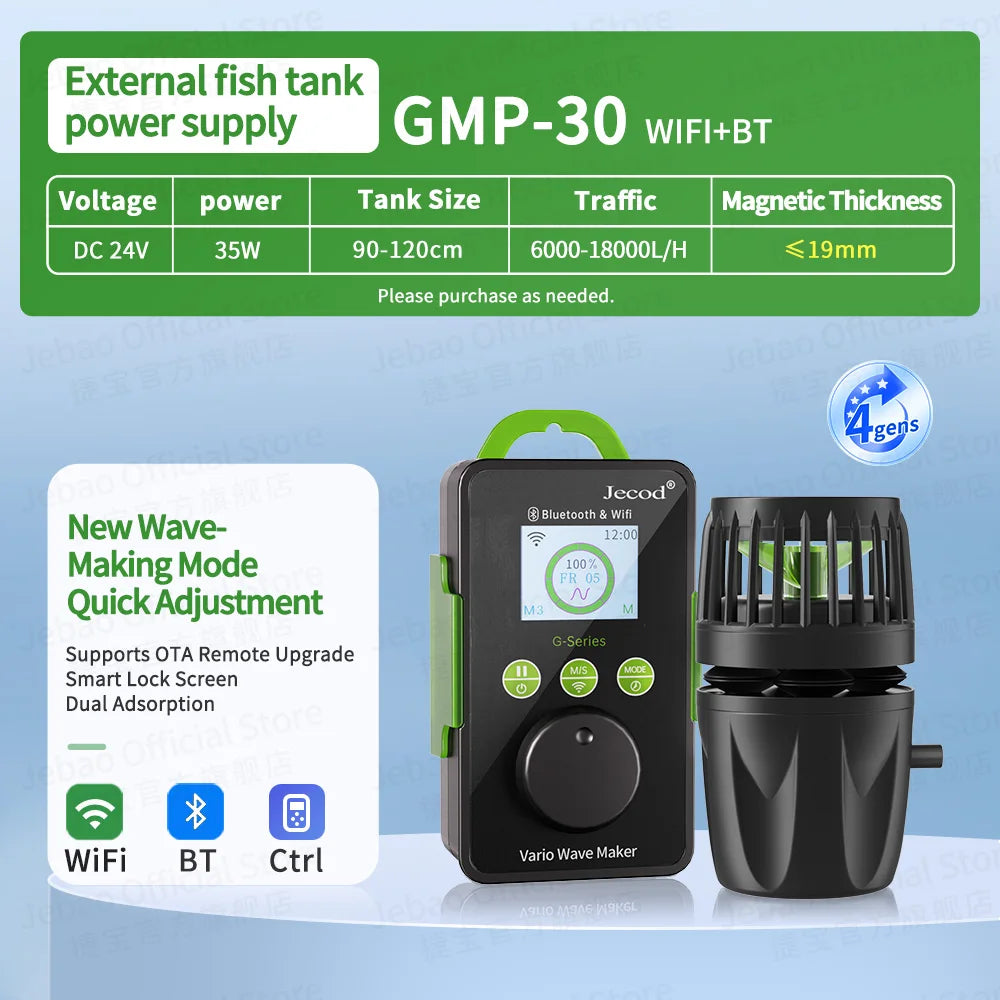 Jebao Jecod GMP Series 2026 New Model Support OTA WiFi BT Connectivity Silent Operation 9 Wave Modes Aquarium Pump