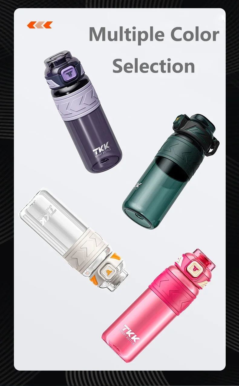 TKK 1000ml Water Bottle Sports Watter Bottle Tritan BPA Free Straw Portable Leak-proof Plastic Drinkware Outdoor Fitness Kettle