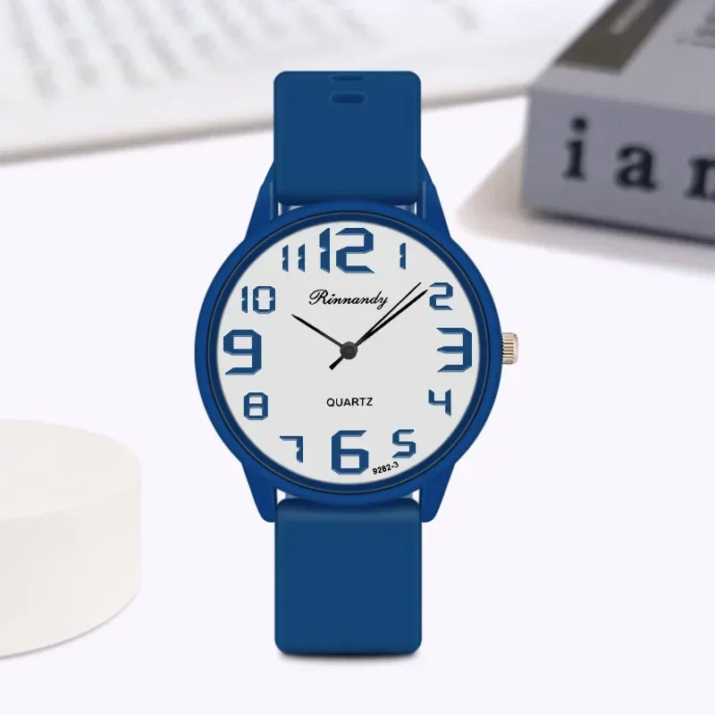 Women Fashion Silicone Watches Set Minimalist High Number  Qualities Big Dial Ladies Quartz Wristwatches With Casual Clock Gifts