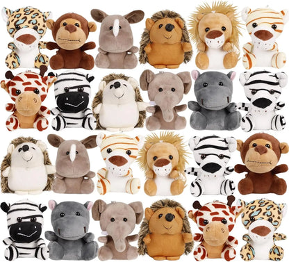 6-36 Small Safari Stuffed Animals Bulk Jungle Animal 12cm Mini Plush Toys for Party Favors Baby Shower Gift Bags Birthday Gifts
